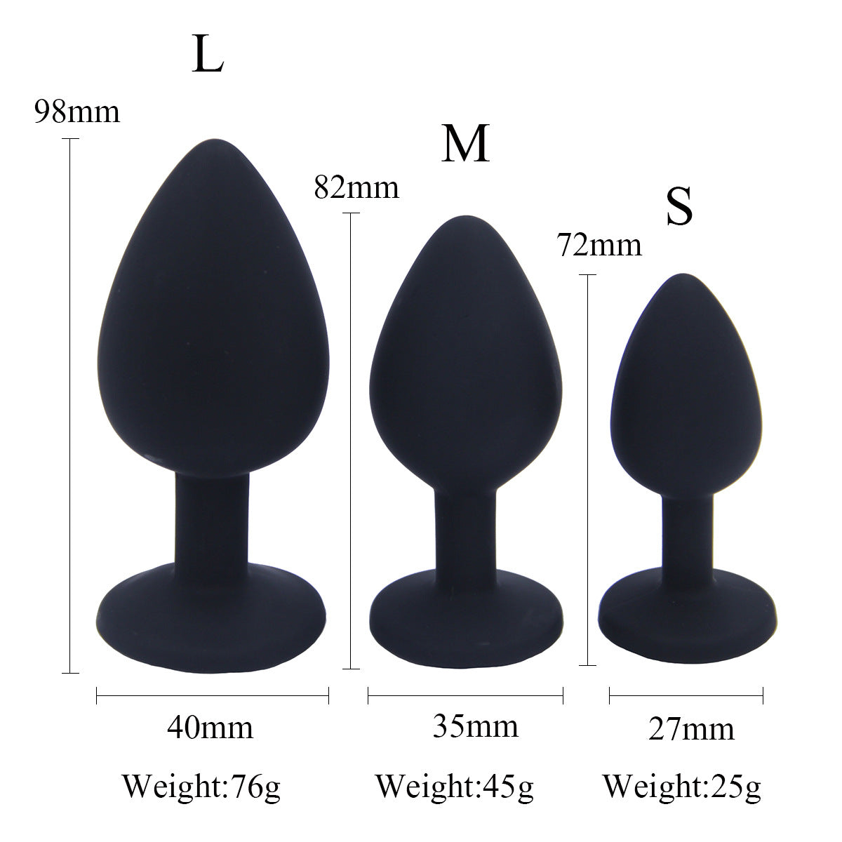 Black Silicone Anal Plug Kit Martika Trendy Finds