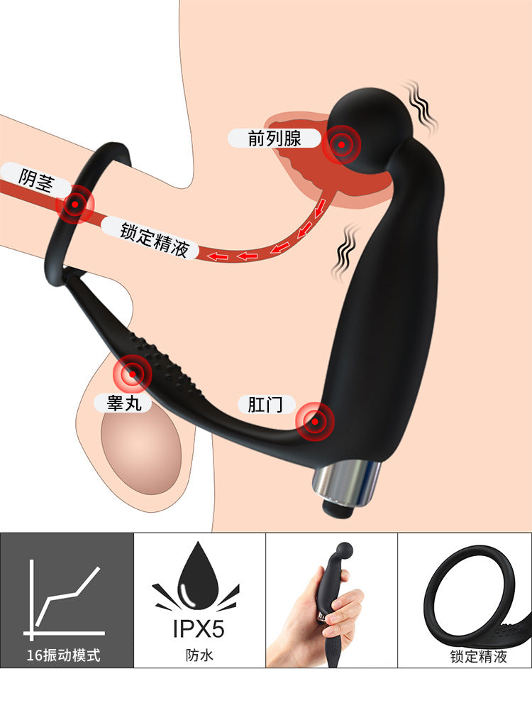 Prostate Massager Black with Vibration - Silicone + ABS TH Shop