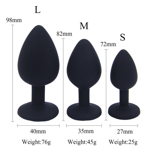 Black Silicone Anal Plug Kit - Large - medium - small TH Shop